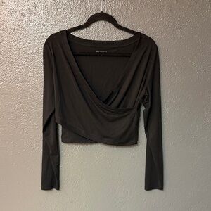 Athleta Elegant Black Draped Crop Top